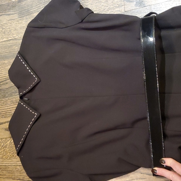 Tahari Vintage Inspired Rolled Collar Black Dress | Tahari ASL Essentials - Picture 5 of 6